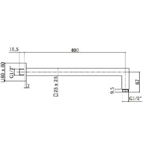 Braccio doccia quadrato 35 cm Quadro cromo - Paffoni 2