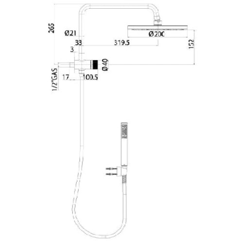 Kit soffione doccia a parete ø 20 cm con braccio girevole e doccia dup