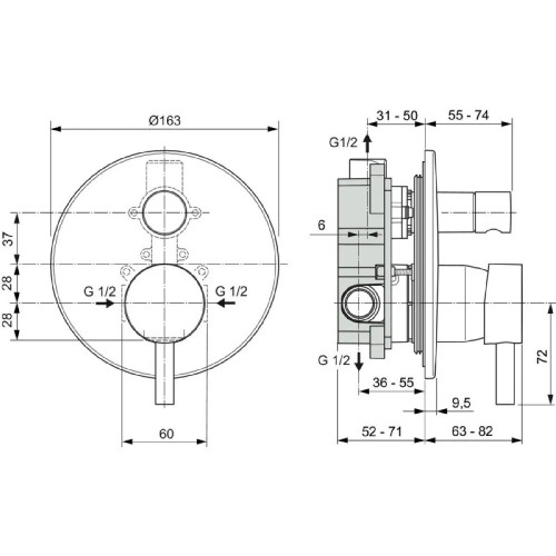 Miscelatore monocomando incasso vasca/doccia Ceraline nero opaco - Ide