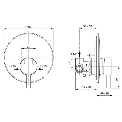 Miscelatore monocomando incasso vasca/doccia Ceraline cromo | Ideal St