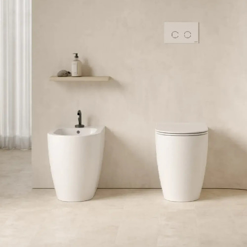 Vaso a terra filo muro senza brida 53 cm Mode bianco lucido - Globo