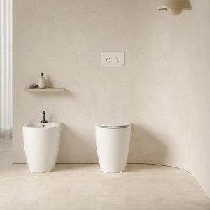 Bidet a terra filo muro Mode 53x34x43h cm bianco lucido - Globo 2
