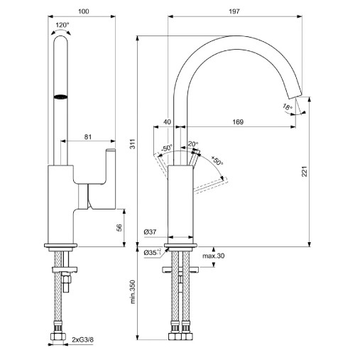 Miscelatore monocomando lavabo bocca alta Joy cromo - Ideal Standard