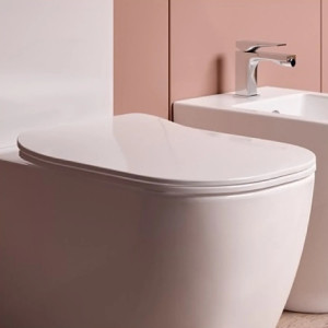 Coppia di sanitari a terra 53x37 cm serie Faster bianco lucido - Hidra 2