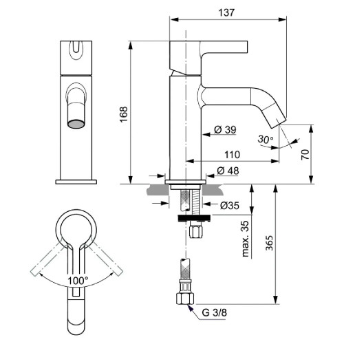 Miscelatore monocomando lavabo Joy cromo - Design Ideal Standard