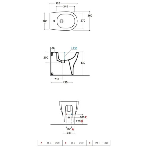 Bidet a terra filo muro 52 cm Grace bianco lucido | Globo - Meglioalge