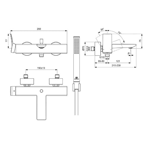 Set miscelatore esterno vasca/doccia Conca cromo - Ideal Standard