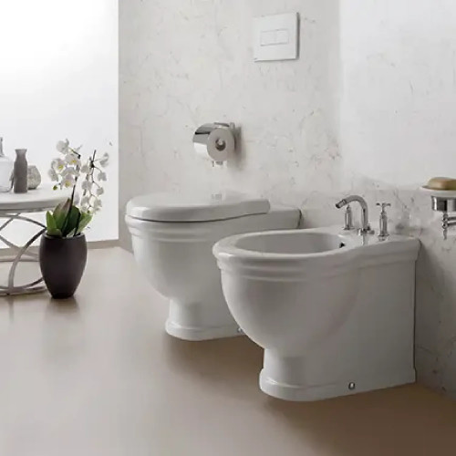 Bidet a terra filo muro Paestum 57x38x41h bianco lucido Ceramica Globo