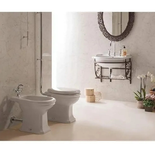 Bidet a terra filo muro Paestum 57x37x40h cm bianco lucido - Globo