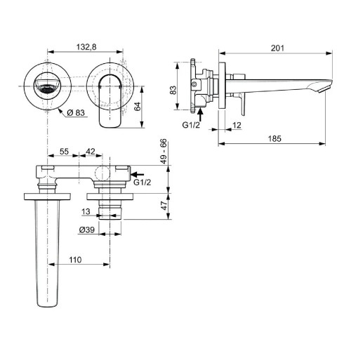 Miscelatore lavabo Connect Air a parete cromo - Ideal Standard | Megli