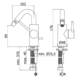 Miscelatore bidet con canna orientabile senza scarico Light cromo - Pa 2