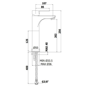 Miscelatore lavabo prolungato senza scarico Red cromo - Paffoni 2