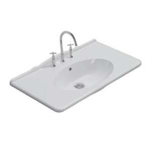 Lavabo sospeso 100x55 cm Paestum bianco lucido - Ceramica Globo 2