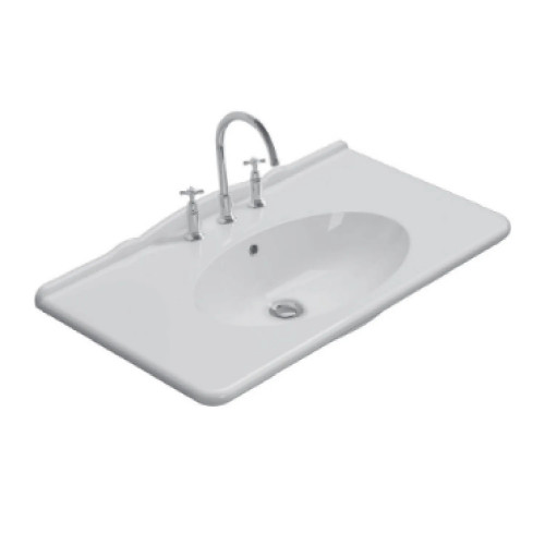 Lavabo sospeso 100x55 cm Paestum bianco lucido - Ceramica Globo