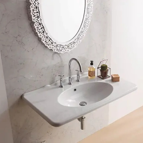 Lavabo sospeso 100x55 cm Paestum bianco lucido - Ceramica Globo