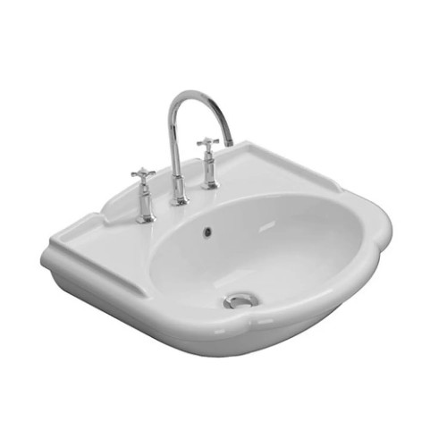 Lavabo sospeso 62x54 cm Paestum bianco lucido - Globo Design Elegante