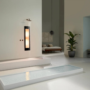 Lampada a infrarossi naturale Solarium+LuceUV Round M nero - Sunshower 2