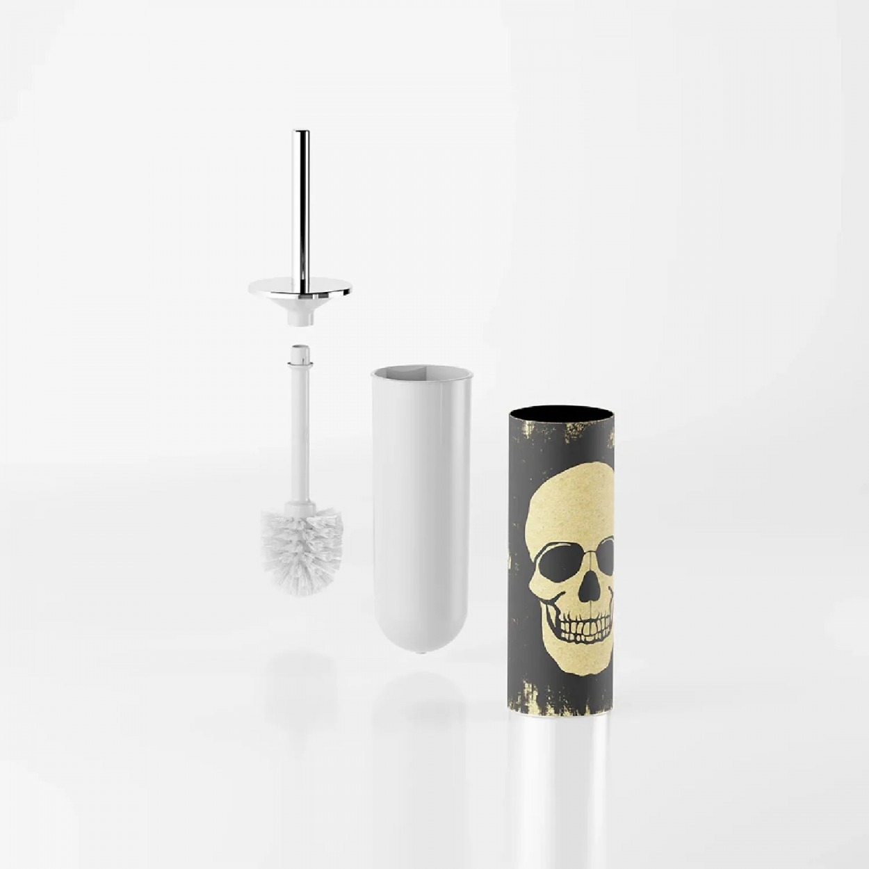 Portascopino da appoggio Skull in acciaio inox - Inda