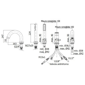 Miscelatore bordo vasca 3 fori Candy cromo - Paffoni 2