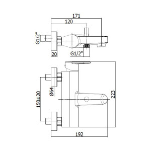 Miscelatore vasca esterno con set doccia fisso Candy cromo - Paffoni 2