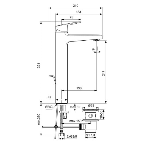 Miscelatore Monocomando Ceraplan con Scarico Cromo – Ideal Standard