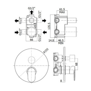 Miscelatore incasso doccia con deviatore 3 vie Candy cromo - Paffoni 2