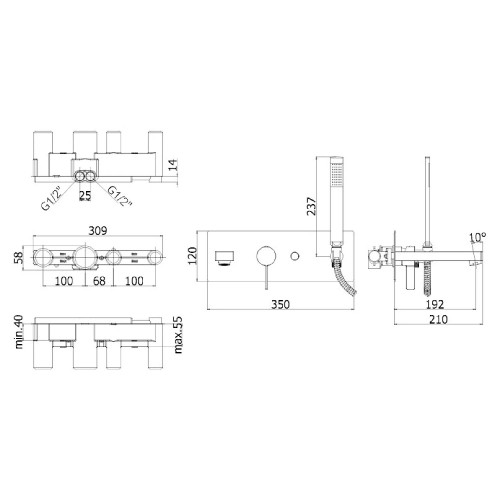 Miscelatore incasso vasca/doccia 2 vie Rock cromo - Paffoni