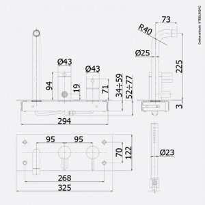 Miscelatore incasso vasca 2 vie con set doccia Steel acciaio inox - Pa 2