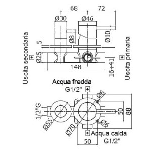 Miscelatore incasso doccia con deviatore 2 vie Steel acciaio inox - Pa 2