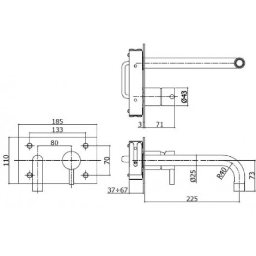 Miscelatore incasso lavabo con piastra Steel acciaio inox - Paffoni
