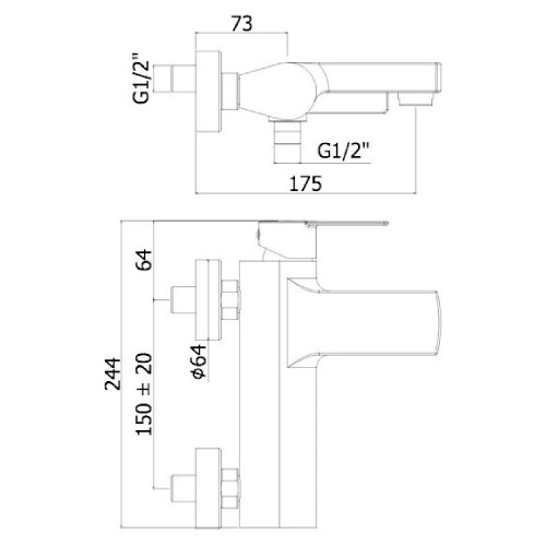 Miscelatore per vasca esterno con set doccia fisso Tango cromo - Paffo