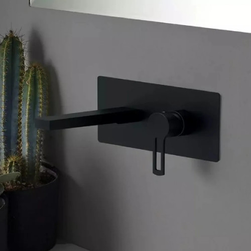 Miscelatore per lavabo incasso a parete L.20 cm Ringo nero opaco - Paf