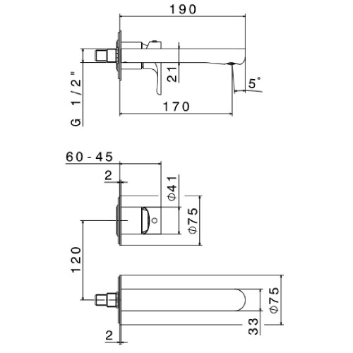 Gruppo Miscelatore per Lavabo a Parete Linfa II Cromo - Newform | Megl