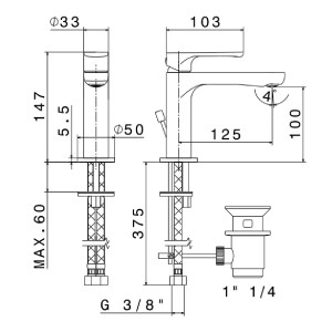 Miscelatore Monocomando per Lavabo con Scarico Linfa II Cromo - Newfor 2