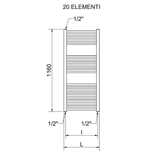 Scaldasalviette elettrico Lisa 22 h1800x500 mm nero opaco - Cordivari
