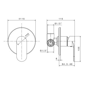 Miscelatore per doccia ad incasso Extro cromo - Newform 2
