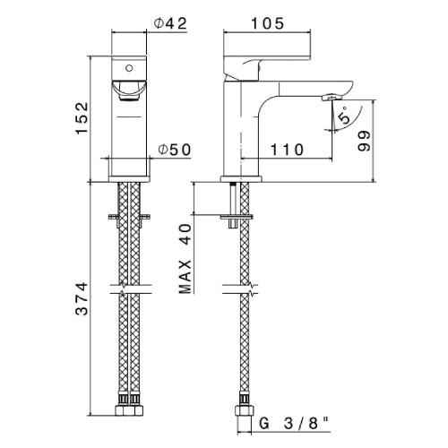 Miscelatore per lavabo senza scarico Extro cromo - Newform | Meglioalg