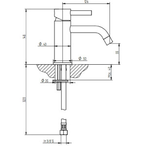 Miscelatore per lavabo monoforo senza scarico Bambù cromo - Bellosta 2