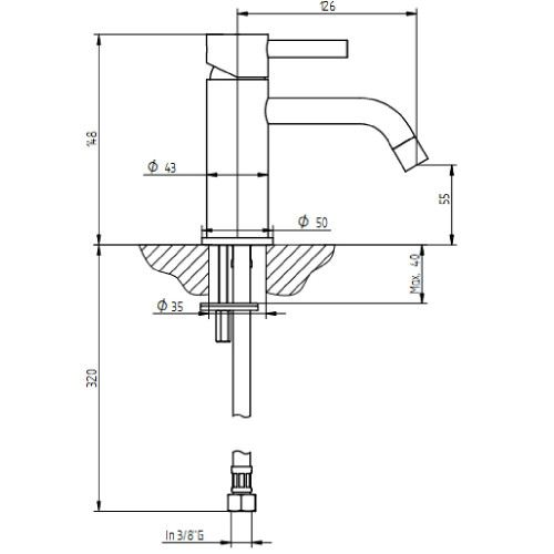 Miscelatore per lavabo monoforo senza scarico Bambù cromo - Bellosta
