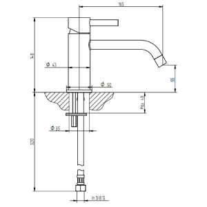 Miscelatore monoforo per lavabo con bocca prolungata senza scarico Bam 2