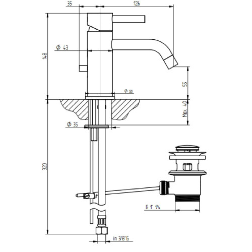 Miscelatore monoforo lavabo con scarico Bambù cromo - Bellosta