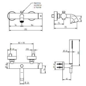 Miscelatore per vasca esterno con doccino Like cromo - Bellosta 2