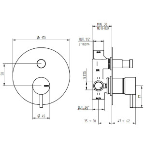Miscelatore per doccia con deviatore 2 uscite Like cromo - Bellosta 2