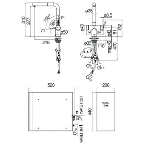 Miscelatore lavello elettrico con frigo-gasatore Sorgente Frizza - Nob 2