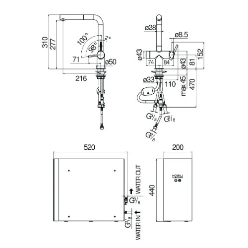 Miscelatore lavello elettronico Sorgente Frizza nero opaco - Nobili