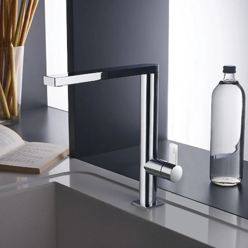 Miscelatore per lavello quadro con canna orientabile Rock cromo - Paff