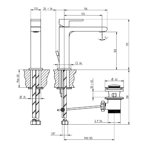 Miscelatore per lavabo medium con bocca prolungata e scarico Jq cromo