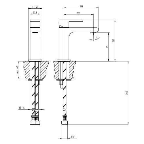 Miscelatore lavabo monoforo senza scarico eco Jq cromo - Bellosta