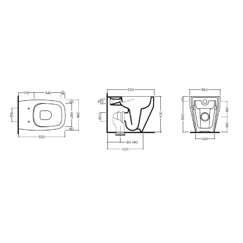 Vaso Wc a terra Fio 55x36x45h cm bianco lucido - Hafro