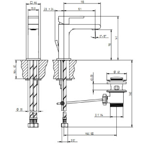 Miscelatore per lavabo monoforo con scarico Eco Jq cromo - Bellosta 2